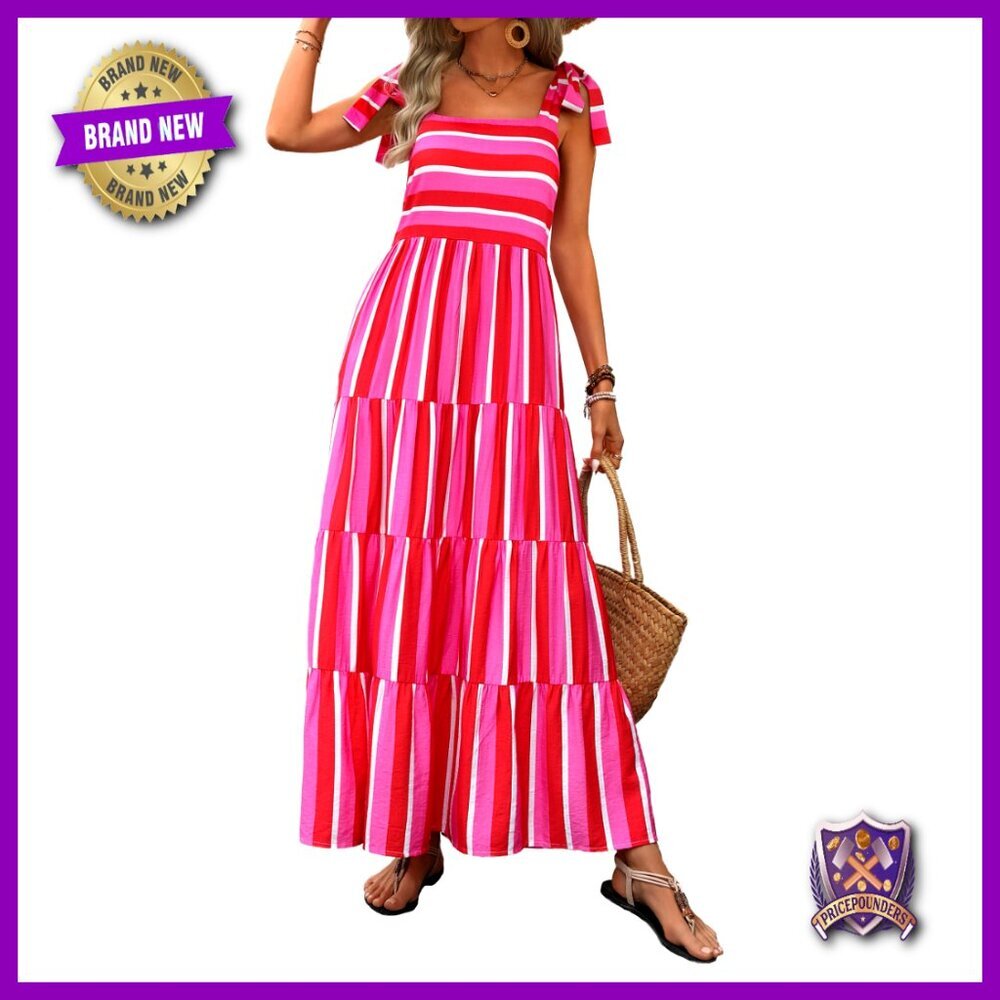 Sleeveless Maxi Dress Flowy Tiered Spaghetti Strap Boho Casual Beach Summer